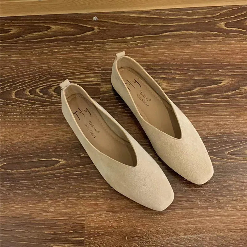 Bailamos Women's Square Toe Vintage Flats Soft Loafers Comfortable Leather Ballet Shoes for Female Dress Shoes Mujer