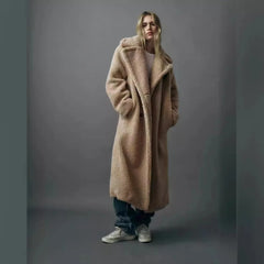 Women’s Winter Double-Breasted Velvet Long Coat