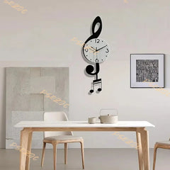 Creative and Fashionable Living Room Music Symbol Pendulum Wall Clock Modern Design Silent Home Decoration