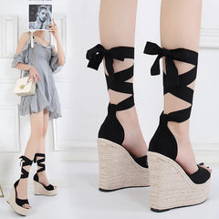 Women's wedge Espadrille Ankle Strap Sandals Comfortable Ladies Womens Casual Shoes Breathable Flax Hemp Canvas Pumps