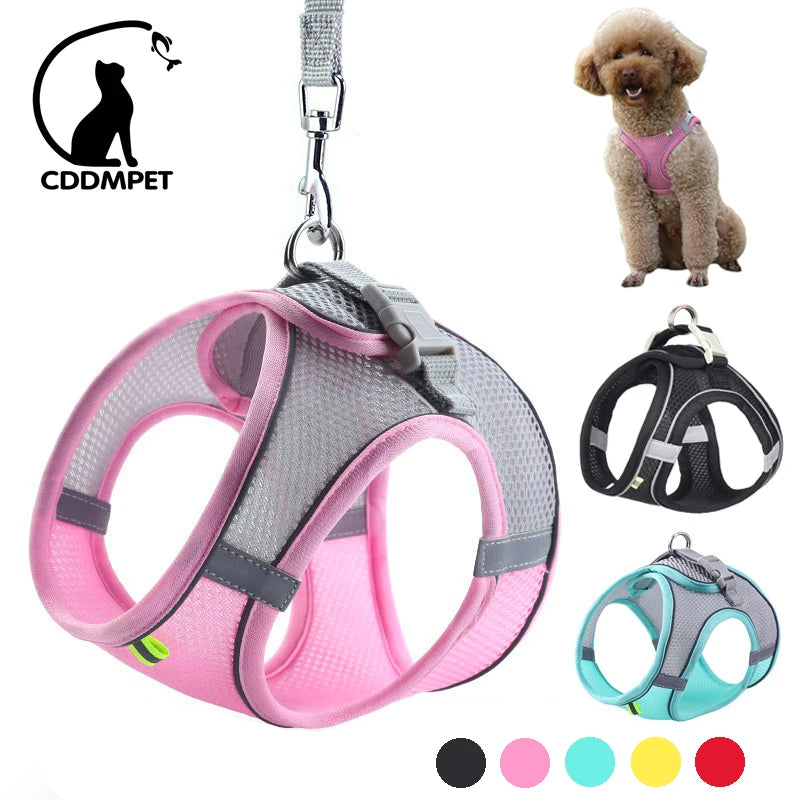 Dog Harness Leash Set for Small Dogs Adjustable Puppy Cat Harness Vest French Bulldog Chihuahua Pug Outdoor Walking Lead Leash Pet Shop