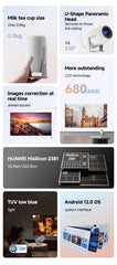 Lenovo Portable 4K Projector 100M Android 12 WIFI 6 TOF No-Sense Auto Focus Outdoor Full HD Projector Video Movie Home Theater