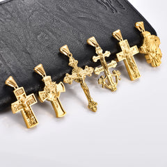 Religious Stainless Steel Cross Pendant Necklace for Women Men Charms for Chain Choker Christian Metal Jewelry Making Accessory