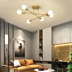 Retro Industrial Wrought Iron Material 6Heads LED Ceiling Lamp Home Luminaire  Modern Living Room Decoration Light