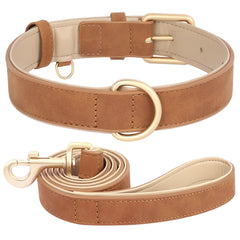 Soft Padded Dog Collar Leash Set PU Leather Pet Dog Collars With Walking Lead Rope Adjustable For Small Medium Dogs Pug Pet Shop