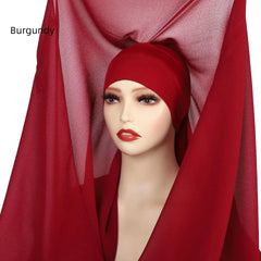 Instant Chiffon Hijab with Magnetic Buckle – Solid Color Scarf