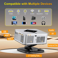 HORLAT 40000Lumens LCD Projector 3D Cinema LED Beamer Full HD 1080P 4K Video Auto Focus Keystone Home Theater 5G WiFi Proyector