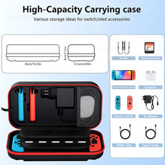 Large Storage Bag for Switch & OLED Portable Carrying Protective Case with 20 Game Slots Travel Bag for Joypad NS Accessories