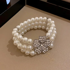 French Luxury Flower Pearl Jewelry Set – Multi-Layer Necklace & Earrings
