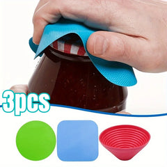 1/3pcs Rubber Can Opener Pad Reusable Bottle Opening Booster Anti-slip Easy-to-Use Gripper for Elderly Children Kitchen Gadgets