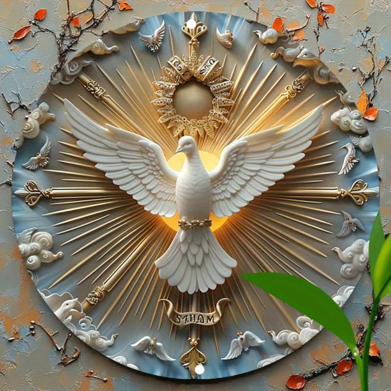 Christ the Spirit Dove Wall Art aluminum metal logo with 3D relief effect Chinese wall hanging multi-purpose decoration 8x8 inch