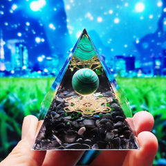 Energy Pyramid Orgonite Reiki Natural Amethyst Ball Healing Crystals Chakra Tool Ornaments Resin Stones Craft Kids Gift Pyramid