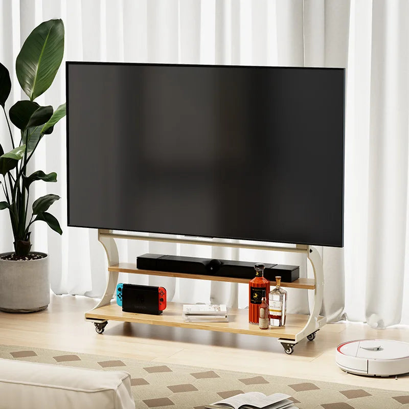 Mobile Rolling TV Stand for 50-100inch TVs Cart TV Shelf Mute Wheels up to 220lbs Max VESA 900x600mmFloor Stand TV Support Shelf Living Room Furniture