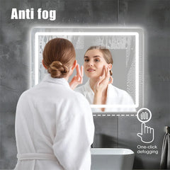 Hardwired Bathroom Mirror with LED Lights Wall Mounted Mirror IP54 Waterpoof Touch Switch Smart LED Mirror