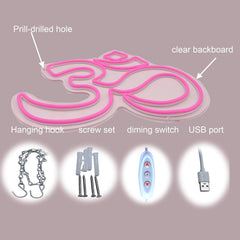 OM Neon Wall Sign Dimmable - Hindu Symbol Inner Peace - Lights for Bedroom Office Home Decor Aesthetics Draw Birthday Gifts
