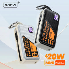 QOOVI Mini Powerbank 5000mah Built-in Cable PD 20W Portable Charger Fast Charging For iPhone 15 Samsung Xiaomi External Battery