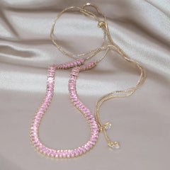 Korean Zircon Inlaid Copper Necklace Luxury Party Jewelry