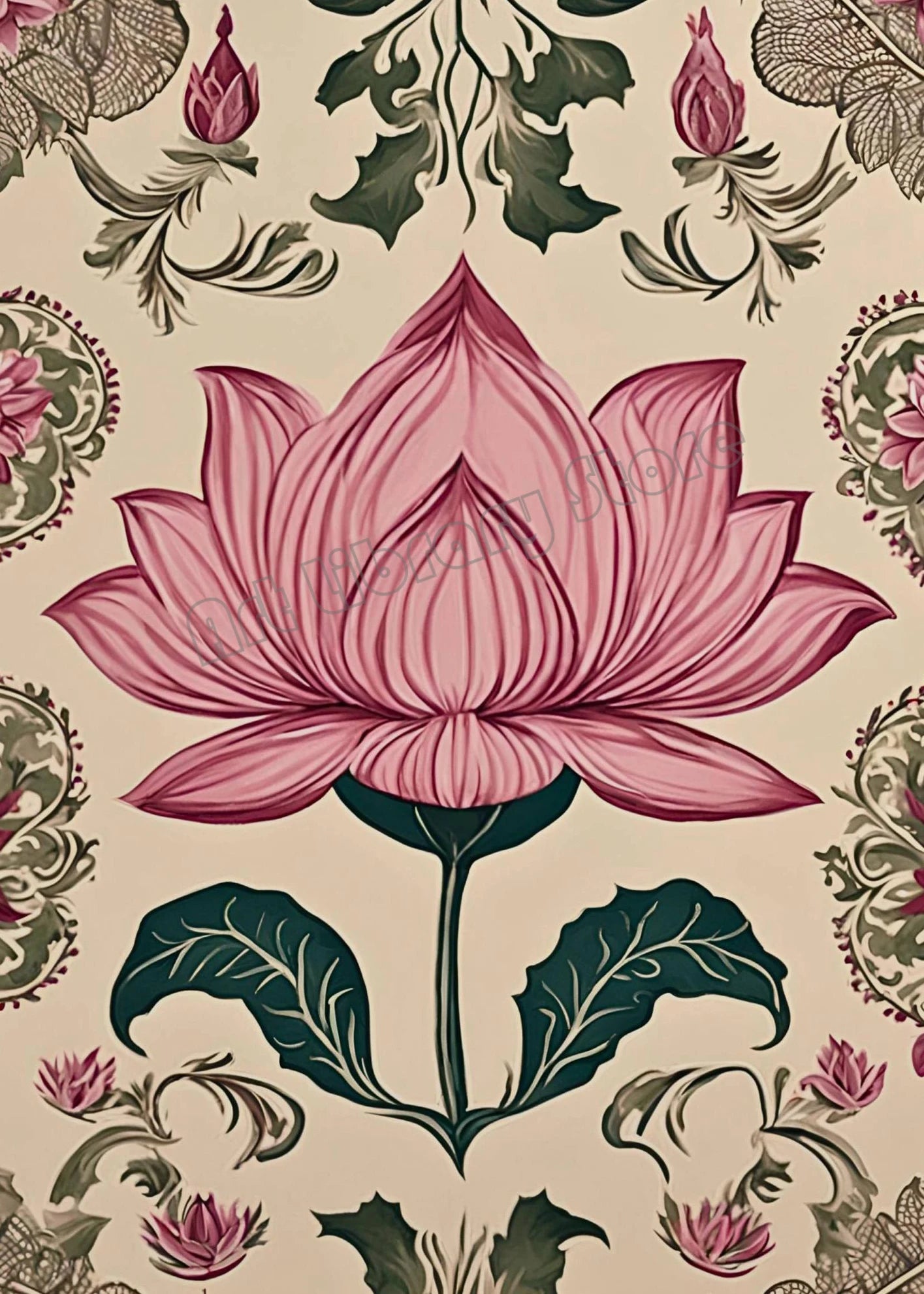 Vintage Traditional Indian Lotus Flower Meditation Zen Pichwai Poster Canvas Painting Wall Art Pictures Home Yoga Interior Decor