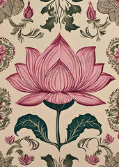 Vintage Traditional Indian Lotus Flower Meditation Zen Pichwai Poster Canvas Painting Wall Art Pictures Home Yoga Interior Decor