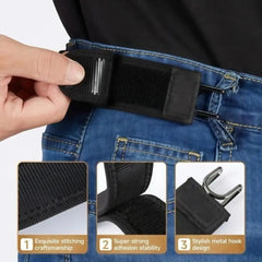 New 1Pc 2Pcs Unisex Buckleless Belt Hook Waist Buckle Adjustable Elastic Waist Belt Comfortable Metal Hook