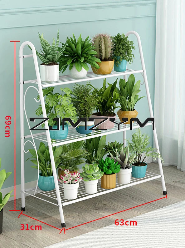 3-Tier Iron Plant Stand – Indoor Balcony Flower Pot Rack Home Decor