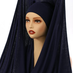 Instant Chiffon Hijab with Magnetic Buckle – Solid Color Scarf
