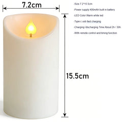Remote LED Pillar Candle USB-C Rechargeable Atmosphere Light & Timer For Wedding Party Yellow LED Bedside Night Lamp Tealight