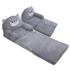 Kids Chair Kids Corner Sofa Cartoon Gray Foldable Wide Handle Soft Breathable Toddler Chair for Reading Relaxing Sleeping Living Room Furniture