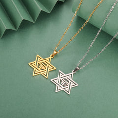 Jeshayuan Hebrew Chai Jewish Menorah Hanukkah Necklace for Women Star of David Stainless Steel Necklaces Amulet Jewelry Gift