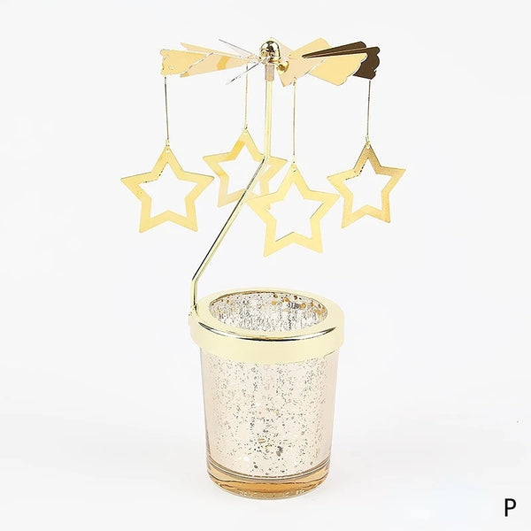 Romantic Valentine's Day Gift Rotating Angel/Rose/Xmas Snowflake Candlestick Candle Tea Lamp Holder for Home Party Decoration