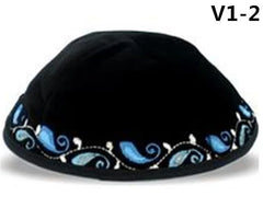 19/20CM VELVET EMBROIDERED JEWISH YARMULKE KIPPAH KIPPOT