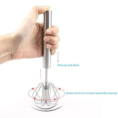 Stainless Steel Semi-Automatic Hand Push Whisk (10–14”)