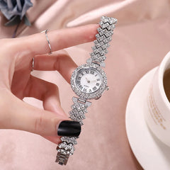 Luxury Women’s Diamond Steel Band Watch & Bracelet Set