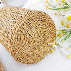 Vintage Rattan Vase Hand Woven Wicker Flower Pot Glass Bouquets Holder Vases Wedding Party Dining Table Centerpiece Decor