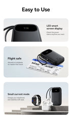 Baseus 22.5W 10000mAh 20000mAh Power Bank Built-In Retractable USB-C & Lightning Cable for iPhone 16 Samsung S25 Xiaomi Poco
