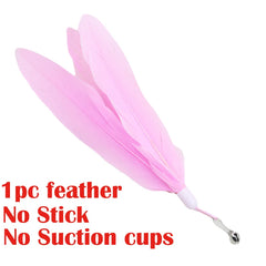 Interactive Cat Toy Handfree Cat Stick Kitten Playing Teaser Wand Toy Suction Cup Feather Wand Pet Supplies Simulation Feather Pet Shop
