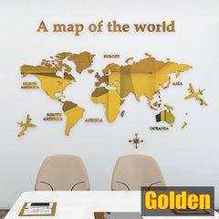 3D World Map Wall Sticker Acrylic Solid Color Crystal Bedroom Wall With Living Room Classroom Stickers Office Decoration Ideas