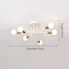 Retro Industrial Wrought Iron Material 6Heads LED Ceiling Lamp Home Luminaire  Modern Living Room Decoration Light