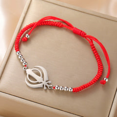 Lucktune Khanda Sikh Faith Bracelet for Women Men Stainless Steel Vintage Indian Sword Lucky Bracelet Spiritual Jewelry Gift