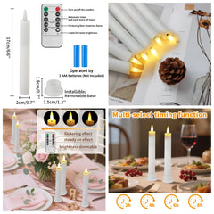 6Pcs Flameless Taper Candles with Holder & Remote LED Candlesticks Battery Operated Flickering Window Candle for Christmas Decor
