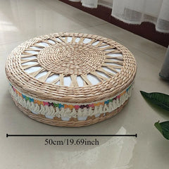 Nordic Round Woven Ottoman Small Mobile Footrest Stool