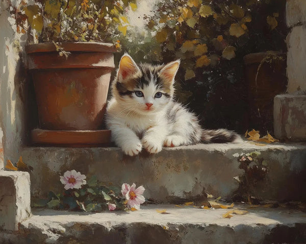 Lazy Playful Cute Afternoon Cat Sleeping Art Oil Painting Poster Canvas Printing Home Homestay Wooden House Wall Decor Painting