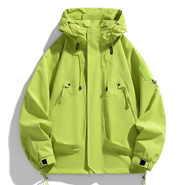 Men's Windbreakers Men Hooded Jacket Zipper Coat Cargo Waterproof Black Bomber Camping Loose Thin Softshell Hooded Hiking Jacket