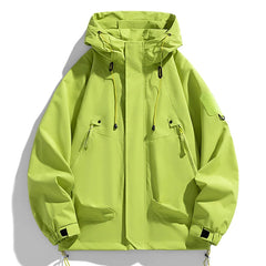 Men's Windbreakers Men Hooded Jacket Zipper Coat Cargo Waterproof Black Bomber Camping Loose Thin Softshell Hooded Hiking Jacket