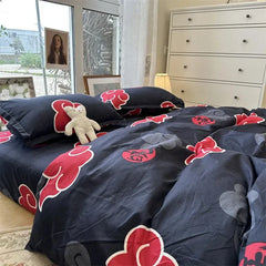 Naruto Akatsuki Anime 3pcs Bedding Set Duvet Cover Quilt Cover Polyester A Duvet Cover and A Pair of Pillowcases (no Padding)