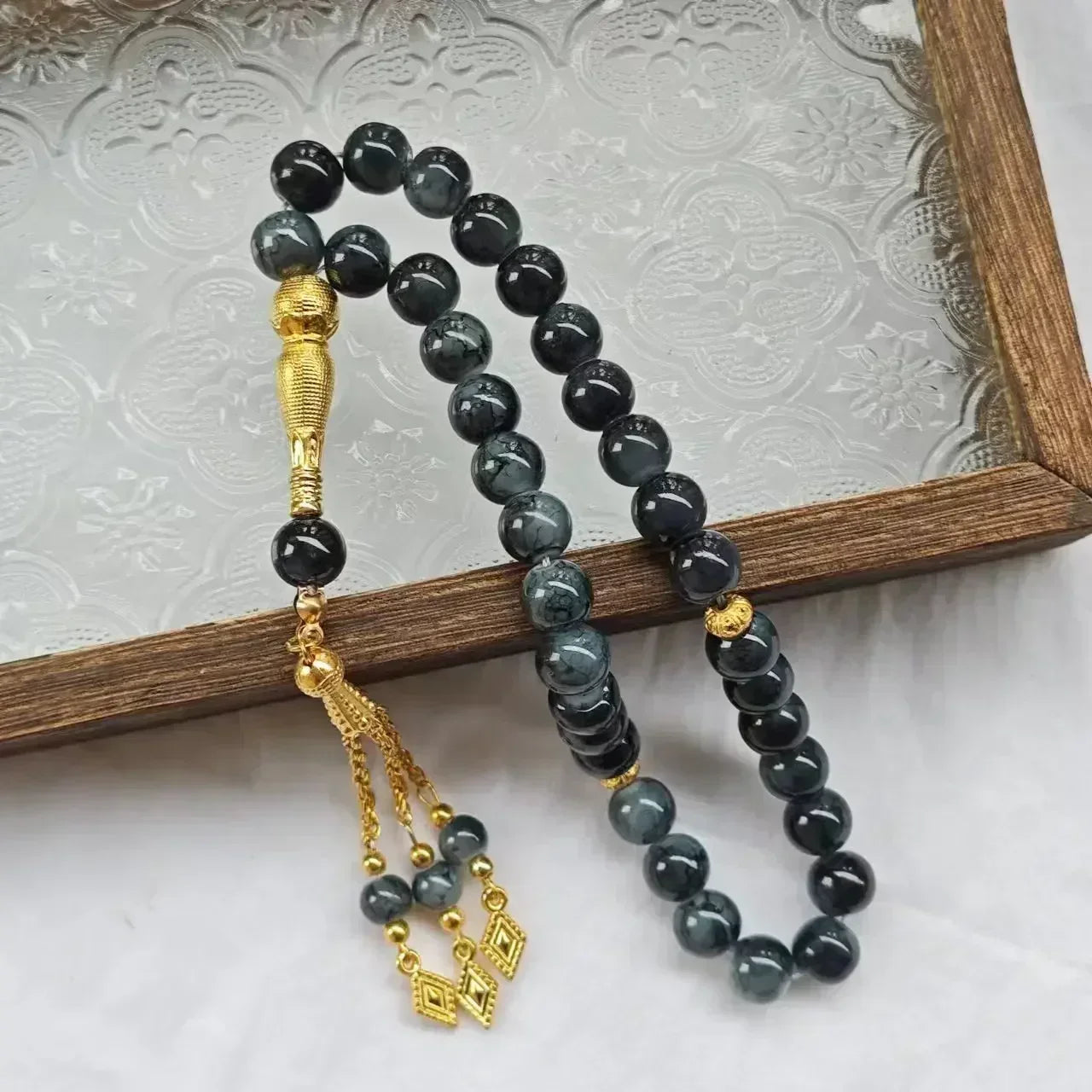 10mm 33PCS Glass Tasbih Islamic Prayer Beads Bracelet for Women