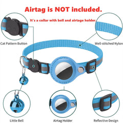 Anti-Lost Cat Collar for Airtag GPS Tracker Protective Case With Bell Reflective Cats Accessories Pet Products