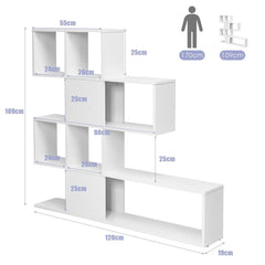 GOFLAME 5-Tier Bookshelf, Modern Ladder Style Room Divider, Free Standing Wooden Display Shelf for Books Office Furniture