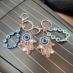 Diamond-studded blue eye keychain pendant creative evil eye shaped bag accessory car keychain