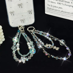Phone Lanyard Short Bear Butterfly Pendant Dazzling Crystal Beaded Bracelet High End Outdoor Travel Portable Pendant